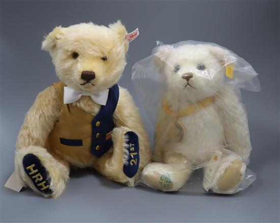 A Millennium Steiff bear and a Prince William Birthday Steiff bear, both boxed with certificates